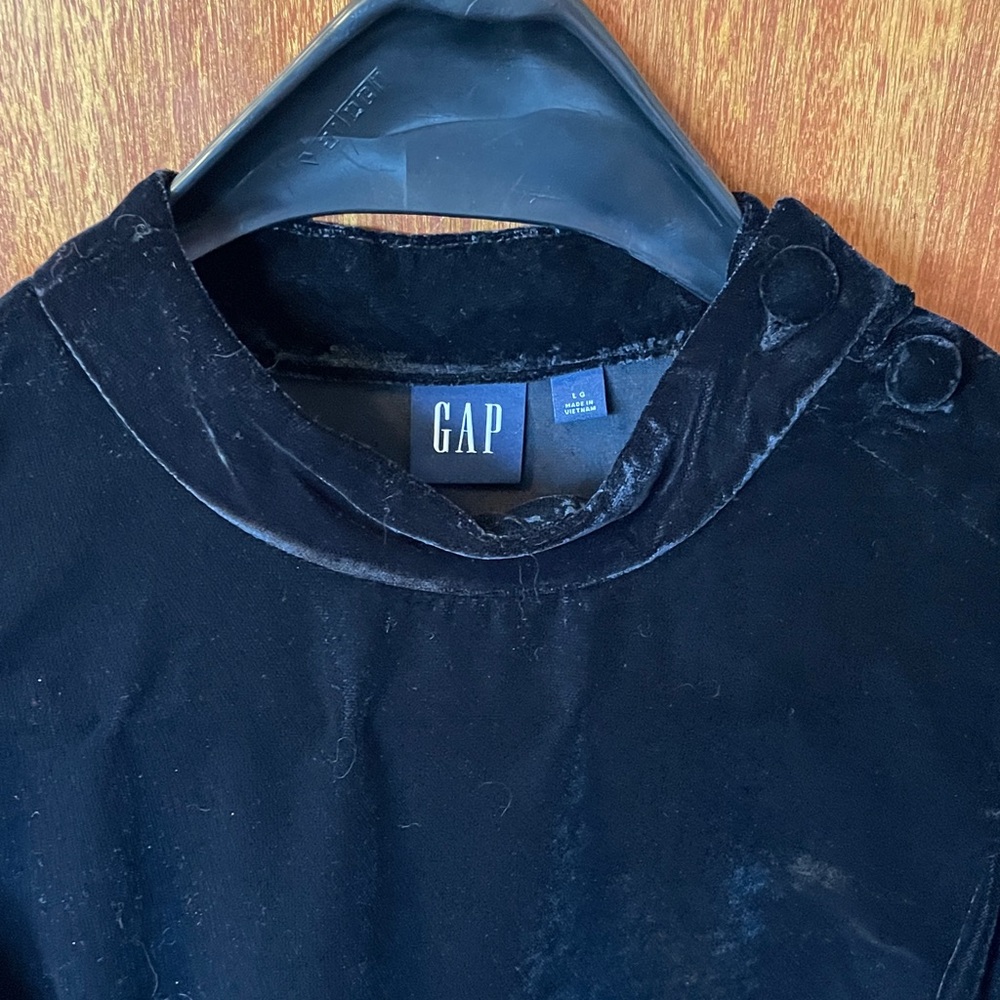 GAP Women’s Black Velvet Button Dress - short